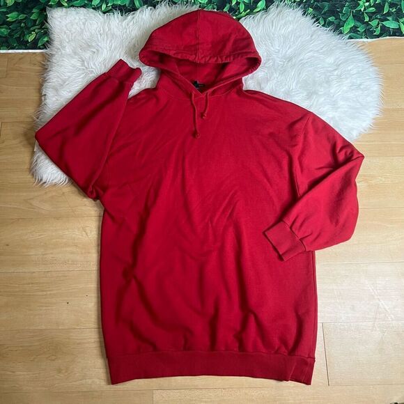 TopShop red oversized long sleeves hoodie sweater - Picture 8 of 10